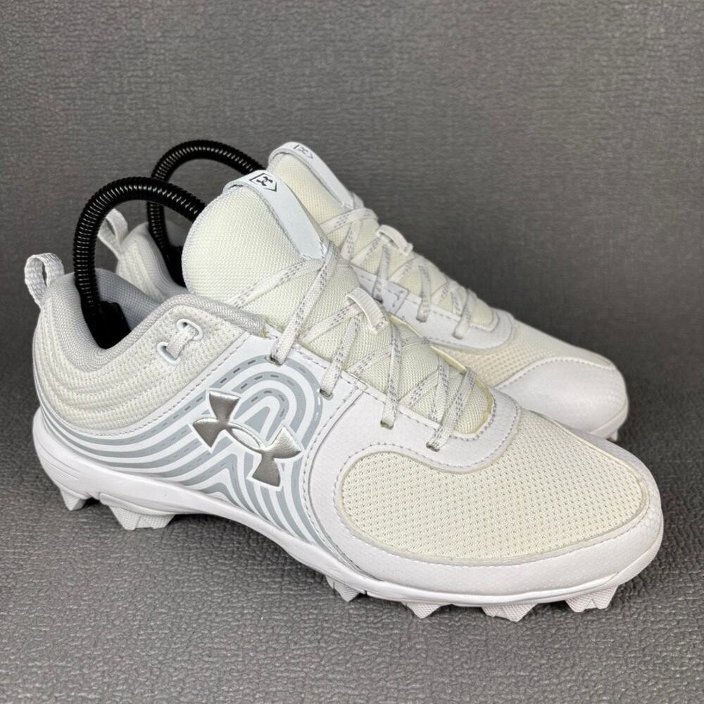 Under Armour Glyde RM 3022076-100 Size Women`s 7 White Grey Softball Cleats - Picture 3 of 8
